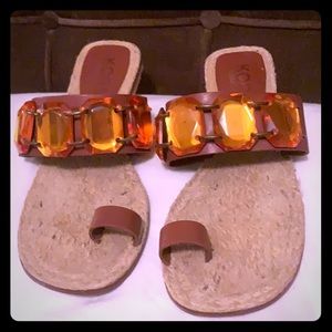 KORS Michael KORS brown w/orangeGem&brass Sandals
